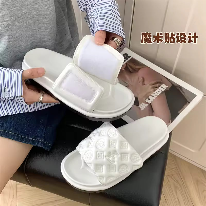 Ladies Magic Sticker Flat Slippers 2025 Summer